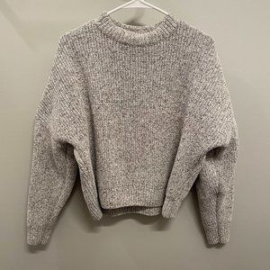 Abercrombie & Fitch Grey Chenille Crew Cropped Knit Sweater